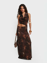 Livara Cowl Cut Out Maxi Dress Multi