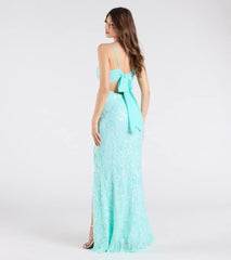Dana Tie Back Slit Sequin Formal Dress