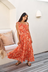 Sweet Melody One Shoulder Maxi Dress Orange