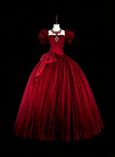 Modest Prom Dresses Ball Gown Square Neck Burgundy Tulle Long Quince Dress N3072