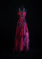 Beautiful Prom Dresses A line Strapless Hot Pink Chiffon Long Evening Outfits N3436