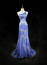 Vintage Prom Dresses 1960s Mermaid Spaghetti Strap Lilac Backless With Ruffled Beaded Long Prom Gown N3114