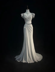 Vintage Prom Dresses Inspo Mermaid Sweetheart Silver Gray With Ruffled For Women Formal Dress N3245