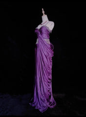 Vintage Prom Dresses Spaghetti Strap Mermaid Purple Chiffon With Beading Long Formal Evening Outfits N3866