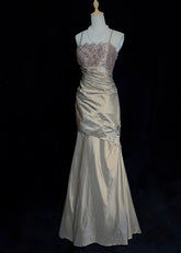 Vintage Prom Dresses Inspo Mermaid Spaghetti Strap Taffeta Long 1990s With Beaded Lace Formal Gowns N3384
