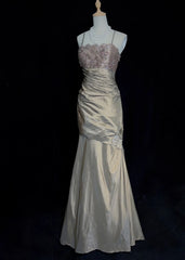 Vintage Prom Dresses Inspo Mermaid Spaghetti Strap Taffeta Long 1990s With Beaded Lace Formal Gowns N3384