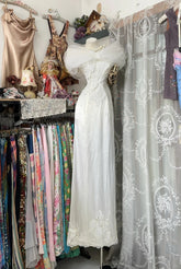 Classy Prom Dresses Sheath Off The Shoulder White Short Sleeves Long Formal Evening Outfits N3764