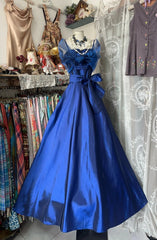 Elegant Fairy A line Spaghetti Straps Royal Blue Long Evening Gowns Formal Birthday Party Prom Dresses N1715