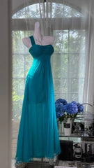 Charming Prom Dresses Mermaid Halter Blue With Beading Long Evening Outfits N3573