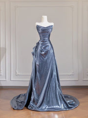 Modest Senior Prom Dresses High Schools Inspiration Mermaid Sweetheart Satin Gray Long Semi Formal Grad Prom Dress For Teens AB2008