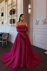 Sexy Senior Prom Dresses High Schools Inspo Mermaid Strapless Fuchsia Sequins For Women Semi Formal Grad Long Party Dress AB2161