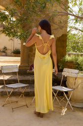 FORTUNATE ONE Belinda Satin Maxi Dress Yellow
