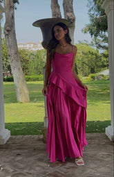 A line Spaghetti Strap Hot Pink Long Formal Dress Gown Party Gowns Prom Dresses N2391