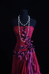 Beautiful Prom Dresses A line Strapless Hot Pink Chiffon Long Evening Outfits N3436