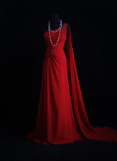 Vintage A line One Shoulder Red Chiffon Sleeveless Summer Formal For Women Girls Teens Prom Dresses N2246