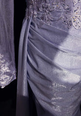 Vintage Prom Dresses 1960s Mermaid Sweetheart Lilac With Split Long Sleeves Prom Gown N3100