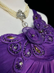 Vintage Prom Aesthetic Dresses A Line One Shoulder Purple Chiffon With Beading Long Formal Dress N3015