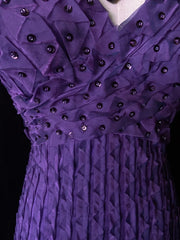 Vintage Prom Dresses Mermaid V Neck Grape Chiffon With Beading 80s Long Formal Evening Outfits N3884