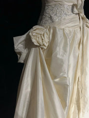 Vintage Prom Dresses 80s Ball Gown Light Champagne Strapless With Lace Evening Outfits N3470