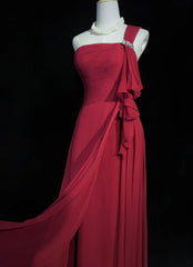 Dreamy 90s Prom Dresses Mermaid One Shoulder Red With Pleated Formal Evening Outfits N3845