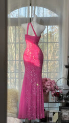 Modest Prom Dresses Mermaid One Shoulder Pink Chiffon Long Evening Outfits N3556