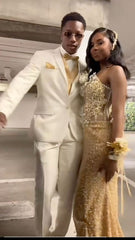 Sparkly Senior Prom Dresses High Schools Inspiration Mermaid Sweetheart Gold Sequins Long Semi Formal Grad Prom Dress For Black Girls Teens AB2019