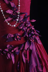 Beautiful Prom Dresses A line Strapless Hot Pink Chiffon Long Evening Outfits N3436