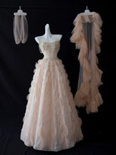 Beautiful Prom Dresses Ball Gown Sweetheart Tulle Blush Pink With Beads Long Formal Gown N2925