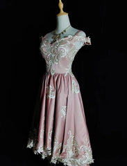 Modest Prom Dresses Inspo High Low Off The Shoulder Pink Satin With Lace For Women Formal Dress N3218