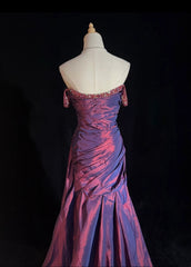 Vintage Prom Dresses 1980s Mermaid Square Neck Burgundy Taffeta Floor Lenngth With Pleated Beading Evening Outfits N3127