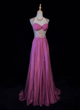 Beautiful Prom Dresses A Line Sweetheart Hot Pink With Beaded Bodice Chiffon Long Evening Outfits N3349