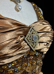 Vintage Prom Dresses Inspo A line V Neck With Gold Ruffled Beading For Women Formal Dress N3235