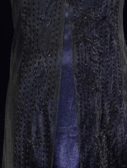 Vintage Prom Dresses A line Spaghetti Strap Navy Blue Tulle 80s With Beading Long Formal Evening Outfits N3871