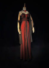 Beautiful Prom Dresses A line Spaghetti Strap Black Red With Cape Long Formal Evening Outfits N3668