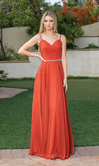 Corset-Back A-Line Prom Gown with Beaded Waist