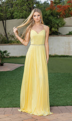 Corset-Back A-Line Prom Gown with Beaded Waist