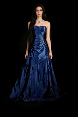 Sweetheart Satin A Line Prom Dress Beaded Formal Evening Dress N1790
