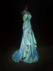Elegant Prom Dresses Mermaid Sweetheart Green Taffeta With Beaded Sleeveless Long Formal Gown N2896