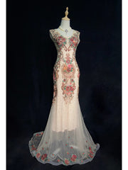Beautiful Prom Dresses Mermaid White Tulle With Beads Appliqued Long Evening Outfits N3401