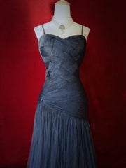 Elegant Prom Dresses Inspo Mermaid Spaghetti Strap Navy Blue Tulle With Ruffled For Women Formal Dress N3226