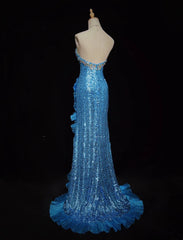 Vintage Prom Dresses Inspo Mermaid Sweetheart Royal Blue Sequin Long 1990s With Beading Formal Gowns N3390