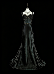 Vintage 1960s Mermaid Sweetheart Black With Straps Sleeveless Long Prom Formal Dresses N1591