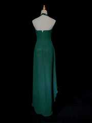 Vintage Prom Dresses 80s A Line Halter Green Chiffon With Beaded Long Evening Outfits N3450