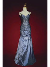Modest Prom Dresses Mermaid Spaghetti Strap Dark Navy Blue Sleeveless Long Formal Evening Outfits N3626