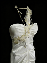 Vintage Mermaid One Shoulder White Backless Summer Formal For Women Girls Teens Prom Dresses N2236