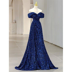 Sequin Mermaid / Trumpet Evening Gown Elegant Dress Formal Wedding Floor Length Off Shoulder Lace Up with Pleats AB1830