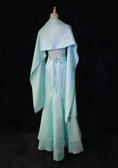 Vintage Prom Dresses 80s Mermaid Halter Blue Sleeveless With Cape Beading Semi Formal Evening Outfits N3616