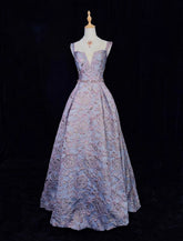 Modest Prom Dresses Ball Gown Spaghetti Strap Lilac Lace With Beading Long Evening Outfits N3463