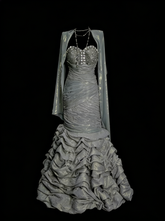 Vintage Mermaid Sweetheart Gray With Beading Summer Formal For Women Girls Teens Prom Dresses N2233