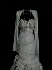 Vintage Mermaid Sweetheart Gray With Beading Summer Formal For Women Girls Teens Prom Dresses N2233